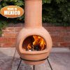 -
Large Mexican Chimenea Colima natural terracotta including stand and lid