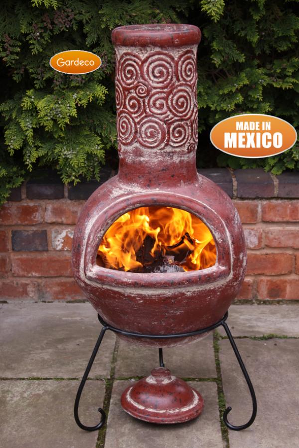 Red Espiral Large Mexican Chimenea Outdoor Heating Company