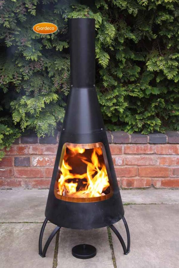 -
Cono, large conical shaped steel chimenea,with copper coloured mouth rim