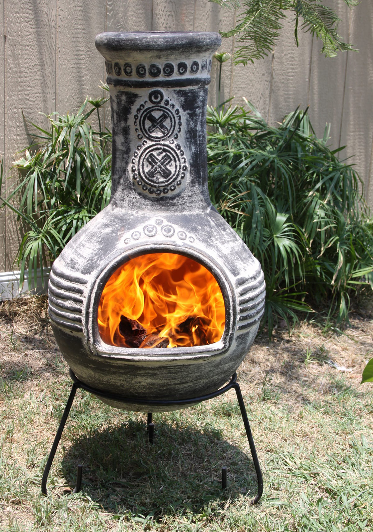 Azteca Extra-Large Rustic Anthracite Mexican Chimenea - Outdoor Heating ...