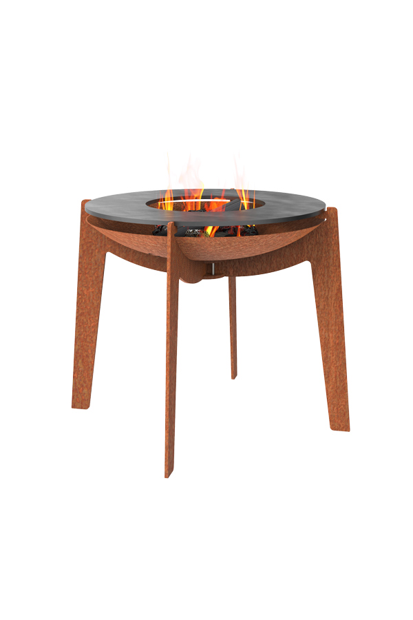 Adezz Corten Steel Fire Bowl on Legs with Baking Tray